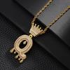 TEMU Hot Selling Fashion Versatile Crown Copper Set with Zircon, 26 English Letter Pendant Necklace, Unisex, Small Market