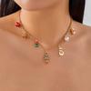 Fashion Christmas Tree Candy Boot Bell Pendant Necklace for Women Handmade Metal Chain Choker Collar Xmas New Year Jewelry Gifts