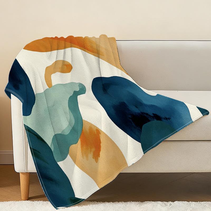 Warm Flannel Blanket Pill-resistant, Soft & Skin-friendly, Abstract Pattern, All-season Cozy Home Decor, Perfect for Holidays (Christmas/Halloween)