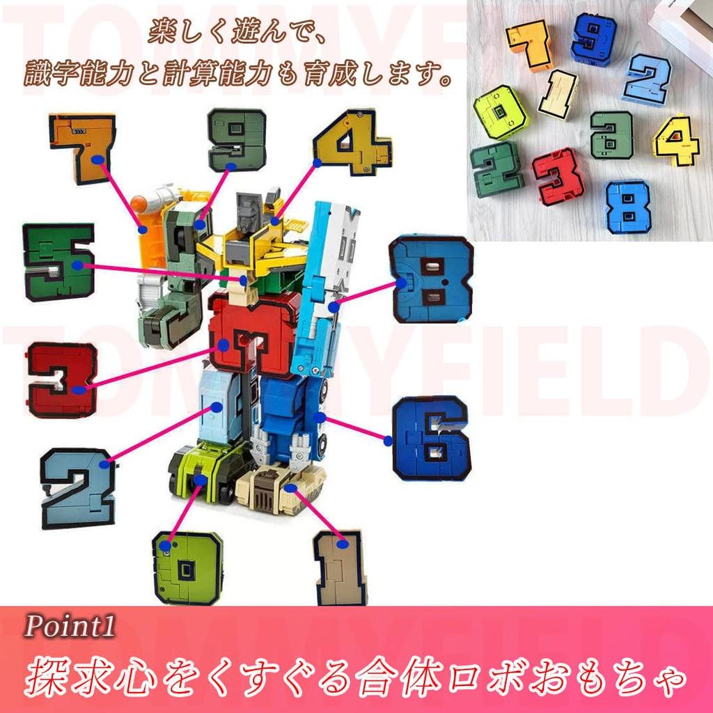 TOMMYFIELD Transforming Robot Toy, Number Robot, Car, Tank, Airplane, Birthday Gift, Number Education (Robot) [Parallel Import]