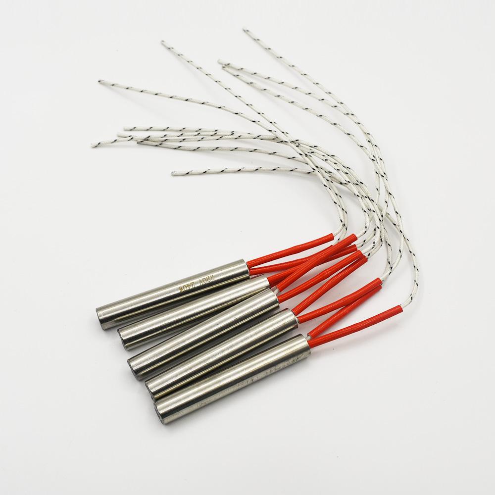 220V 8mm Dia. Stainless Steel Cartridge Heating Resistance Element 50-200mm Tube Length 100-300W Tube Heater for Molding 5pcs