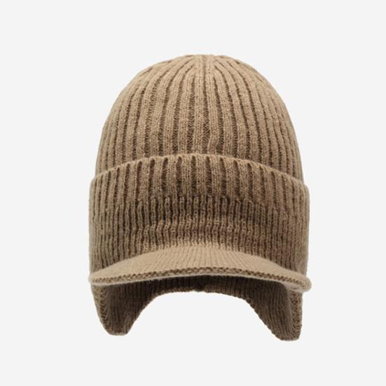 Winter Knitted Hat Solid Color Men Women Thickened Fleece Lining All-weather Hat Cold Weather Outdoor Headwear