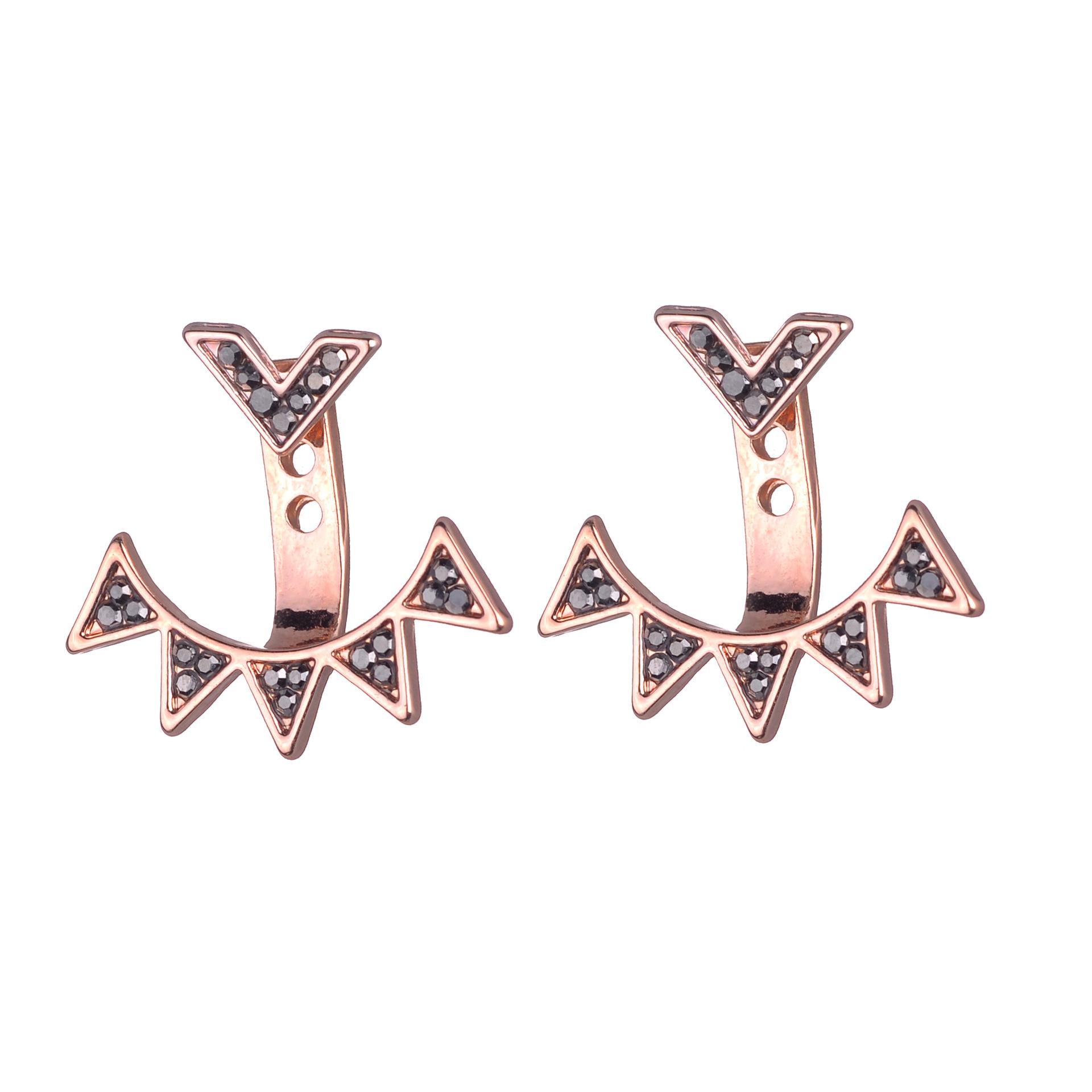 European American Fashion Rhinestone Crystal Triangle Stud Earrings