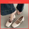 Vintage Mary Jane Shoes For Women With Block Heel And Pu Material For Casual Daily Wear