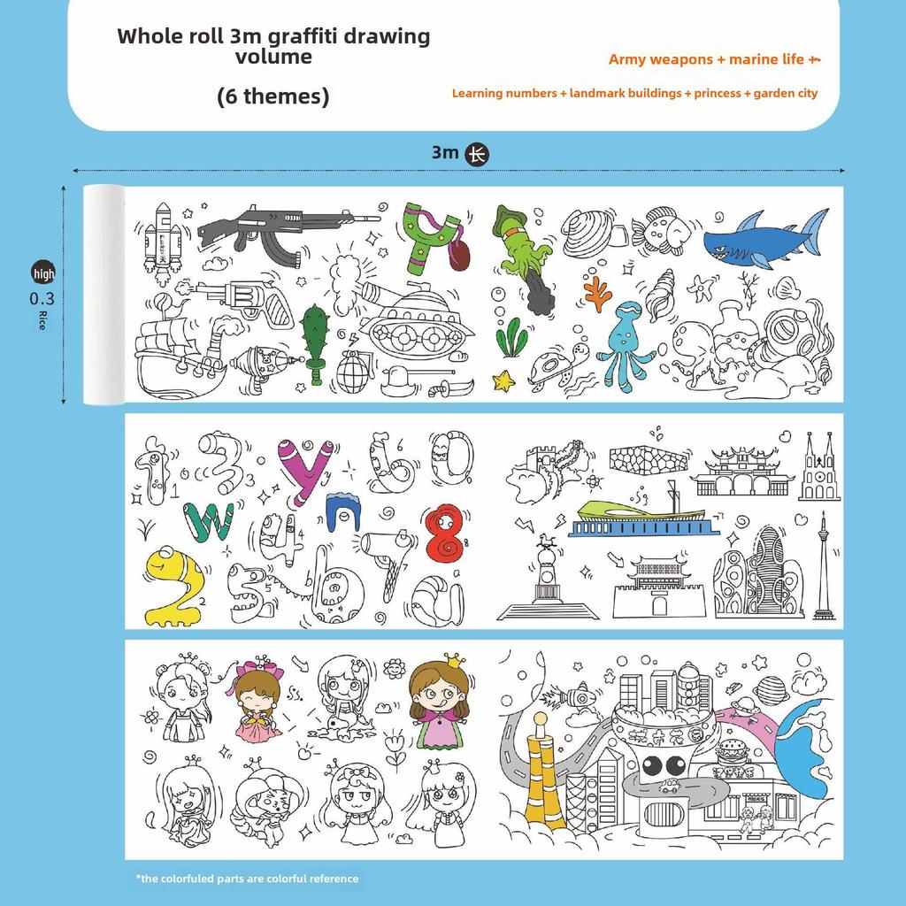 Extra Long Graffiti Scroll for Kids: Large Coloring Canvas for Kindergarten