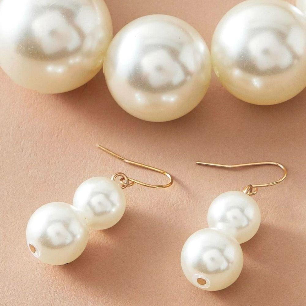 Elegant Large Pearl Necklace Set Exaggeration Clavicle Chain Fashion Neck Jewelry  Wedding