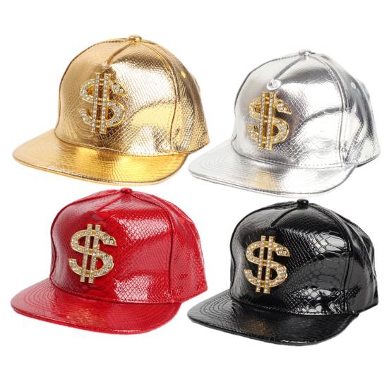 Baseball Cap Hip Hop Crocodile Skin Texture Rhinestone Decor Adjustable Buckle Cash Sign Sun Protection Anti-UV Glossy Punk Street Dance Hippie