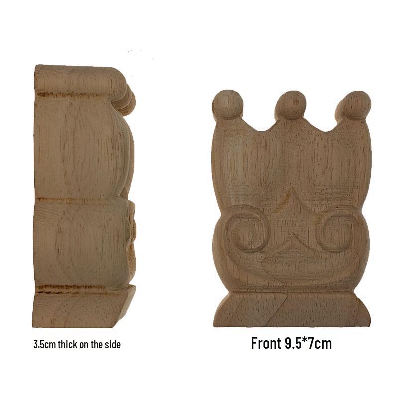 Solid Wood Carved Square Column Capital with Roman Base and Decorative Inlay