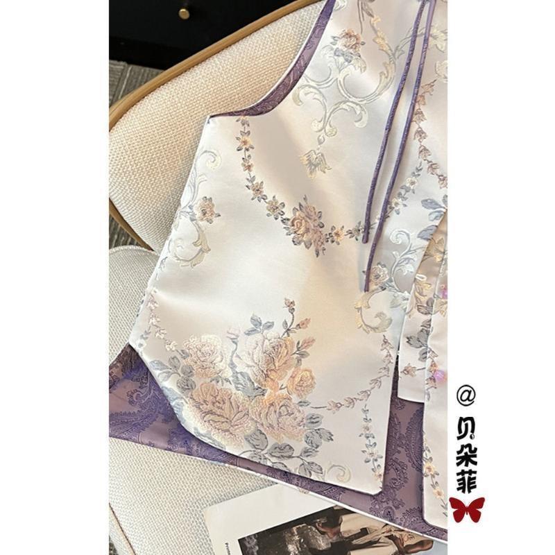2025 spring new high-end round neck stacked temperament top brocade jacquard vest