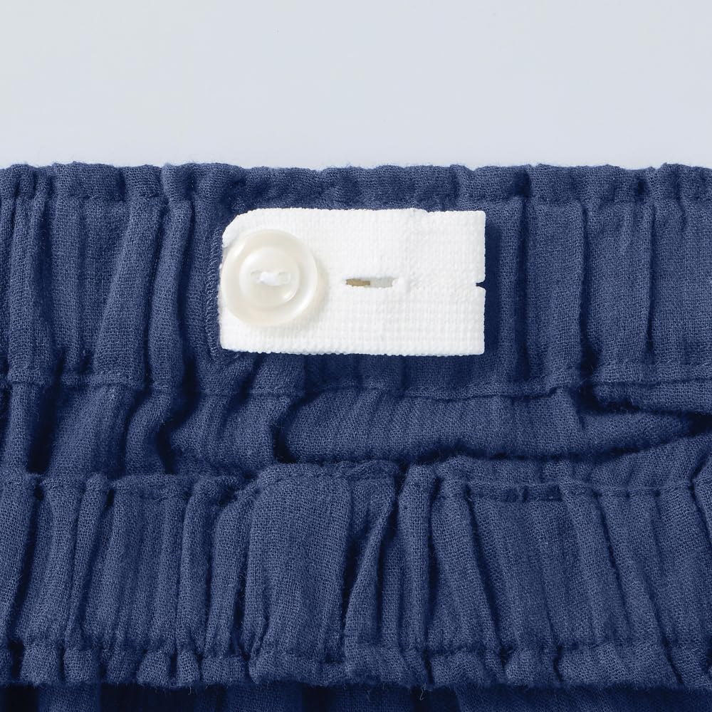 Gunze Long Sleeve Willow Navy Size M Women's Pants, Fabric, Roll-Over Design, GL2574, KAIMINNAVI, Blue,