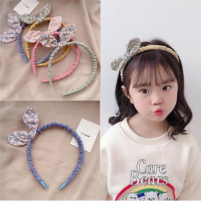 Retro Blumenmuster Kinder Haarband Schleife Stirnband Stoff Hasenohren Haarband Frauen Mädchen Accessoires Kopfreifen Schmuck
