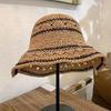 Striped Geometric Print Natural Straw Bucket Hats For Women Foldable Lightweight Sun Hatstravel & Vacation Essential
