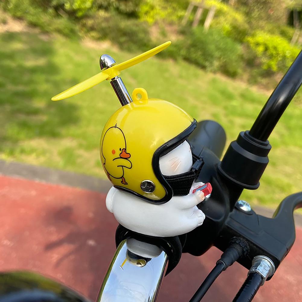 

Handlebar Decor Cute Cat With Helmet Propeller Bike Handle Bar Ornament Motorcycle Pendant Kitten Shape Design Stretchable Strap