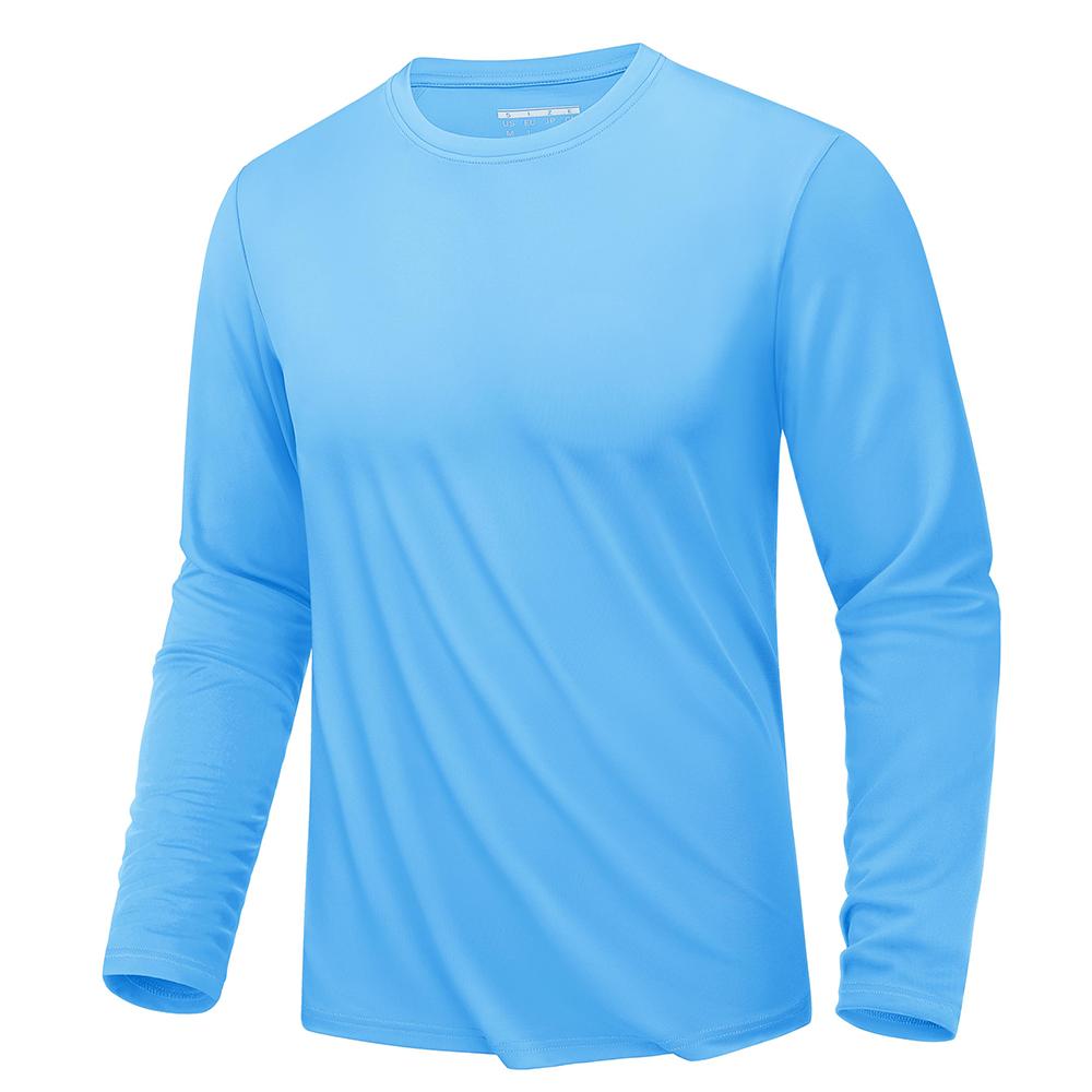 WowClassic Eenvoudige effen kleur heren T-shirts met lange mouwen Outdoor hardloop sport T-shirts Losse ronde hals modieuze tops herfst comfortabele pullover XL