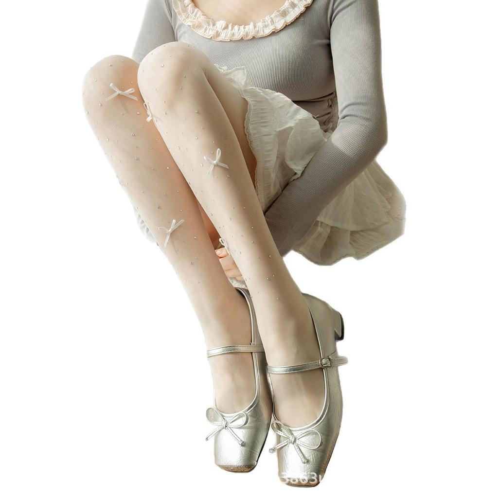 Spring/Summer Cute College Style Bow Pearl Tights