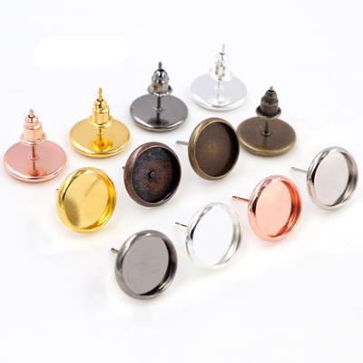 High Quality Copper Material 6mm 8mm 10mm 12mm Earring Studs,Earrings Blank/Base,Fit 6-14mm Cabochons,earring Setting