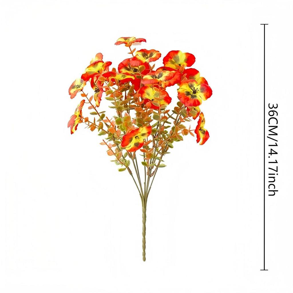 Autumn Eucalyptus and Pansy Phalaenopsis Artificial Flowers for Outdoor Courtyard Decor.