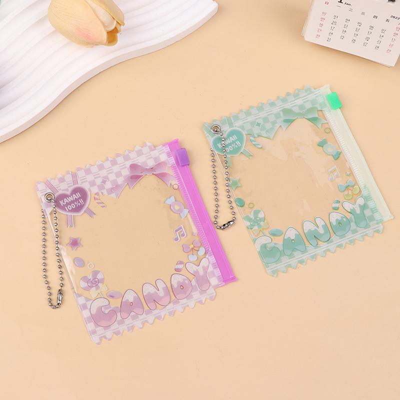 1Pc Cute Cartoon Transparent Bag 58Mm-75Mm Props Badge Storage Display Bag Protective Shell Card Bag Cover Candy Bag