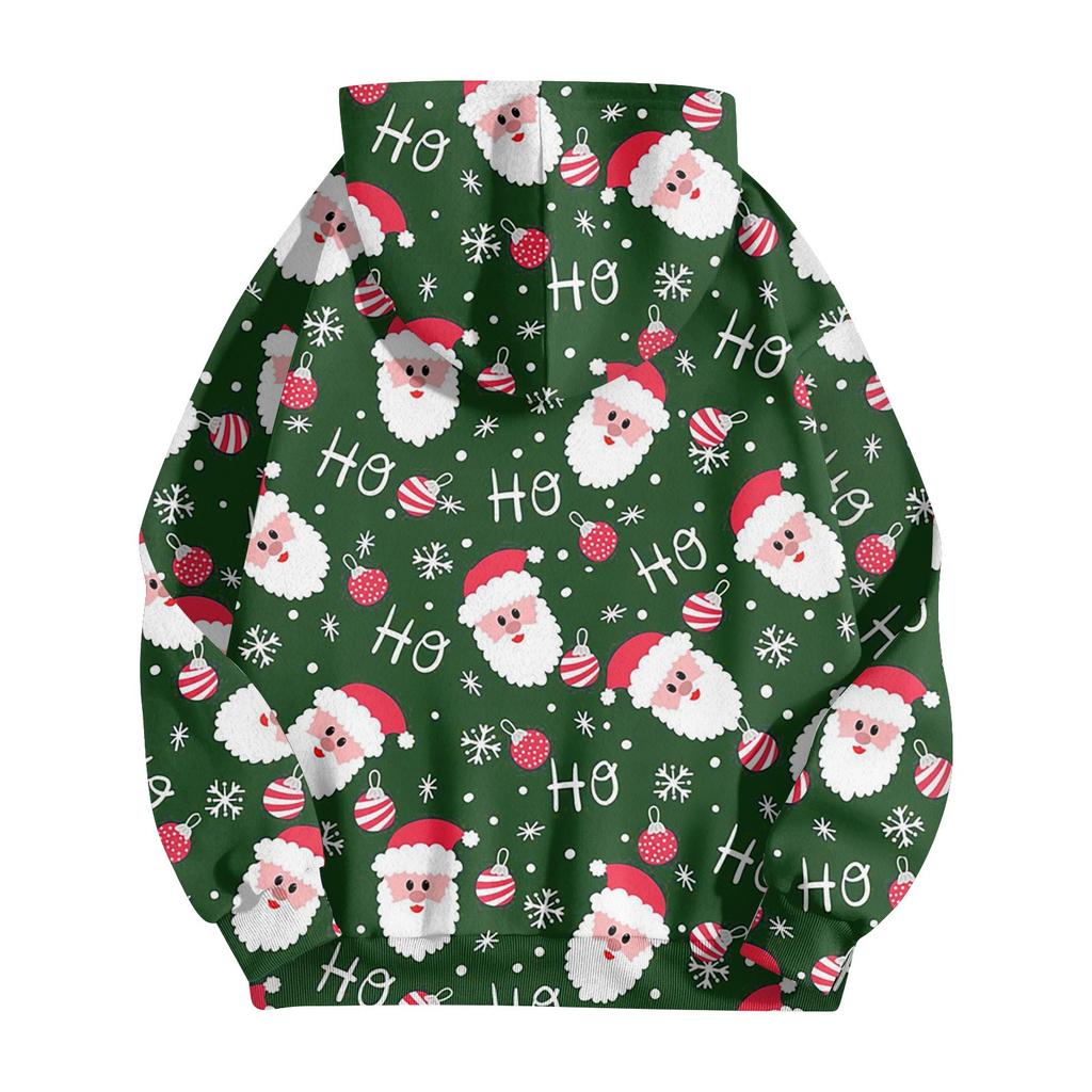 Women's Fashion Casual Long Sleeve Christmas Print Cardigan Coat With Pocket Zipper