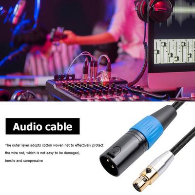 0,3/1/2/3/5M Audio-Line-Adapterkabel 24AWG Sauerstofffreies Kupfer 3-Pin Mini-XLR-Buchse auf 3-Pin-XLR-Stecker Kabel für Kamera-Mischpult