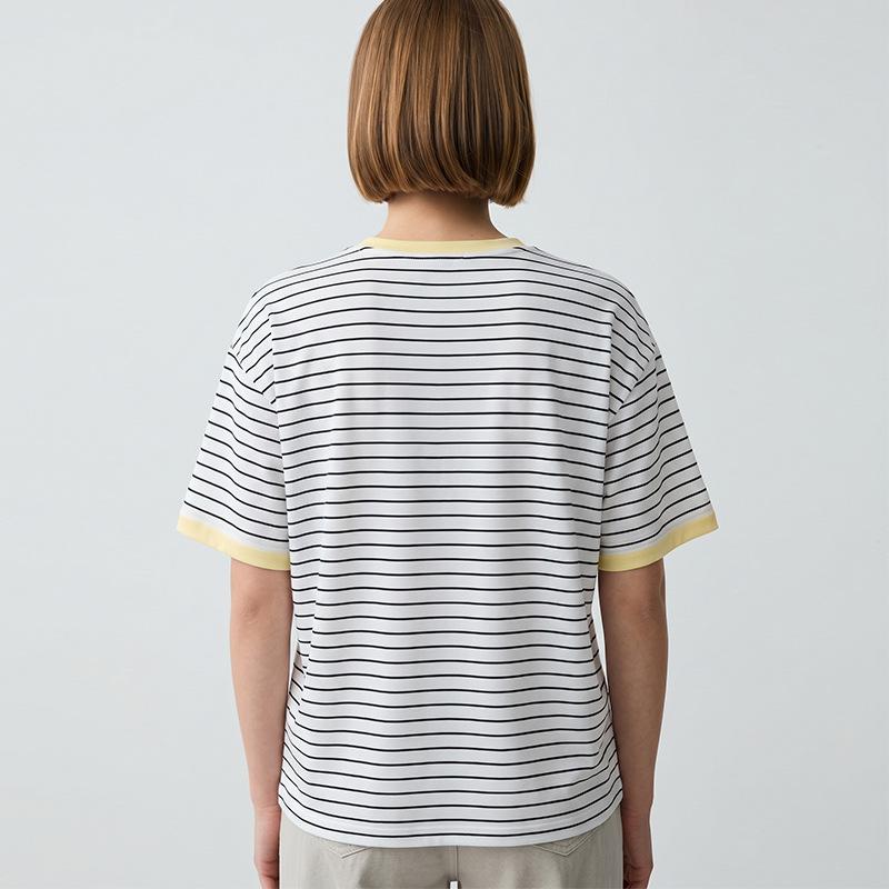 Nuova T-shirt a Maniche Corte a Strisce da Donna Estate Stampa Vintage Scollo a O Oversize Tee Casual Streetwear T-shirt Larghe Top Y2K