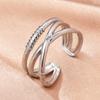 Stainless Steel Rings Vintage Geometric Hollow Adjustable Open Ring Fashion Statement Sun Rings For Women Zircon Banquet Gifts