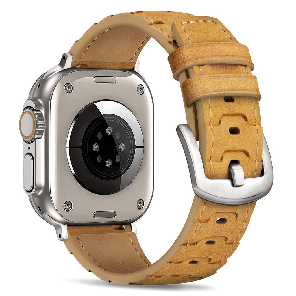 Band for Apple Watch Band 38/40/41/44/45/46/Ultra 2 49/42/44/45mm Skin Band Men leather watch strap for iwatch Series7 8 9 se645