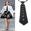 Adjustable Two-Level Necktie Sparkling Crystal Flower Pattern Lightweight Polyester For Daily Wear