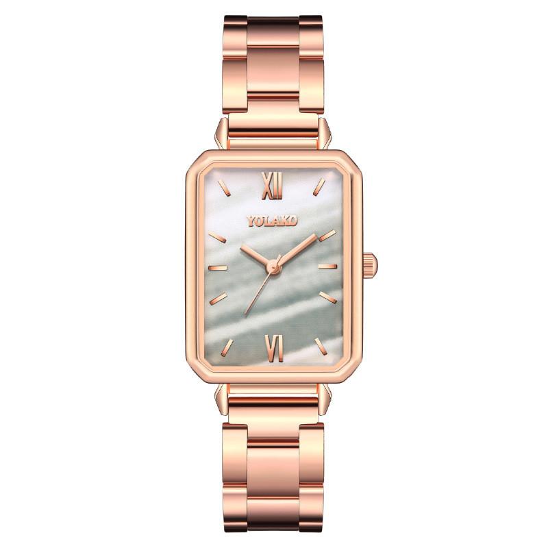 Moderne Damen-Quadratuhr mit japanischem Quarzwerk und Metallarmband für das Büro und als Geschenk