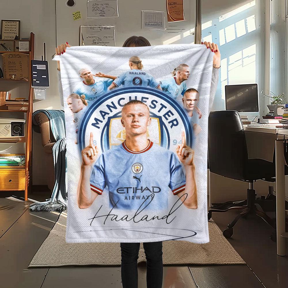 Erling Haaland Printed Flannel Blanket, Soft Throw for Bedroom Sofa, Washable,soccer Fan Merchandise, Great Gift.