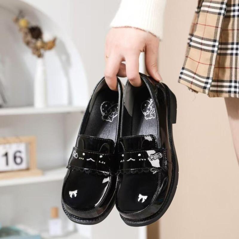 Black Thick Heel Platform College Uniform Small Leather Shoes Women's Autumn New Height Increase Mary Jane Shoes Short Single Shoes