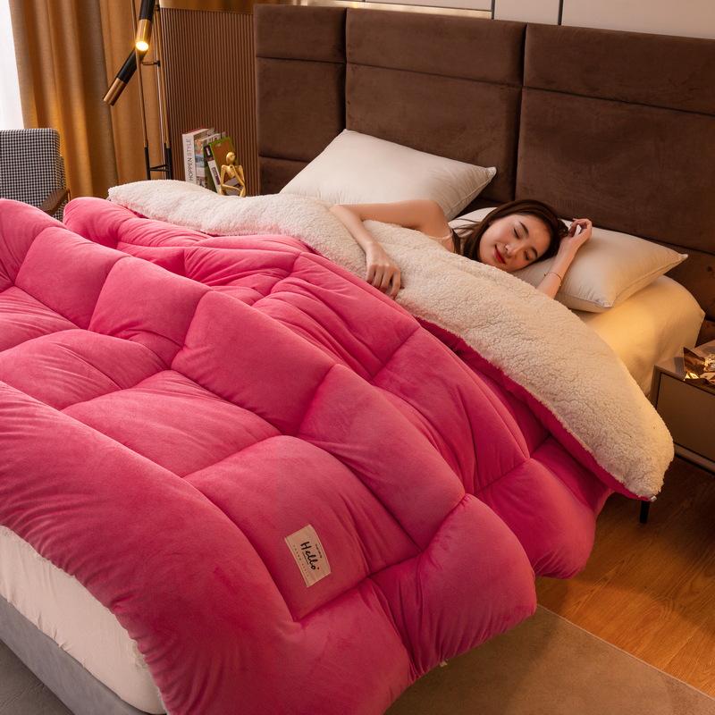 Double-Sided Lambswool Fleece Quilt: Thick, Warm Comforter for Winter, Spring, and Autumn