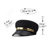 Cotton Sailor Cap Gold Band Flat Top Beret Vintage Captain Hat  For Men Women