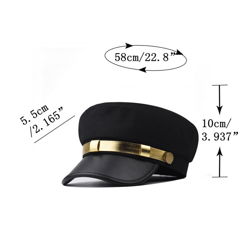 Cotton Sailor Cap Gold Band Flat Top Beret Vintage Captain Hat For Men Women