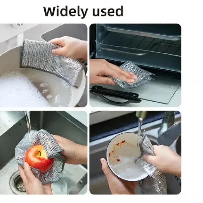 Lots of Multipurpose Wire Cleaning Cloths Kitchen Dishwashing Cloths New Pan Pot Dishes Rags Wet & Dry Non-stick Oil Dish Cloths
