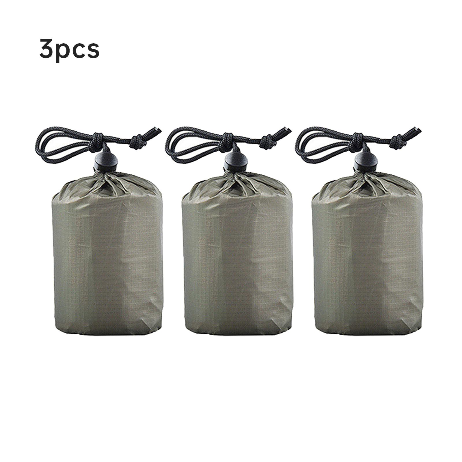 

3-piece drawstring storage bag, lightweight nylon storage bag suitable for outdoor camping, travel, and equipment organization, orange and green зелений