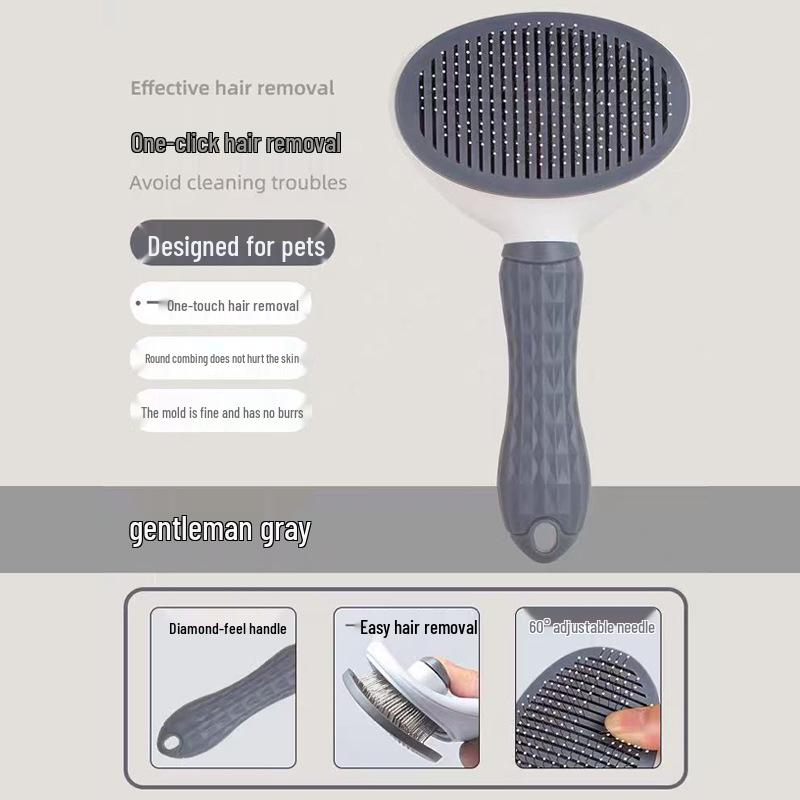 Pet Grooming Comb: Depilatory Brush for Cats & Dogs - Removes Loose Hair & Massages Teddy Bichon & Long-Haired Breeds