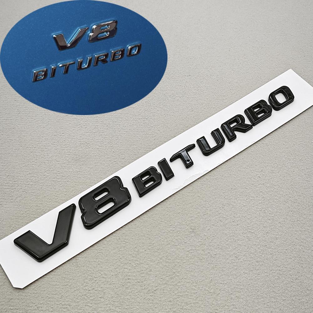 

3D ABS Chrome Logo V8 BITURBO Emblem Car Fender Side Badge Decal For Mercedes Benz AMG C63S C63 E63 G63 G500 Sticker Accessories