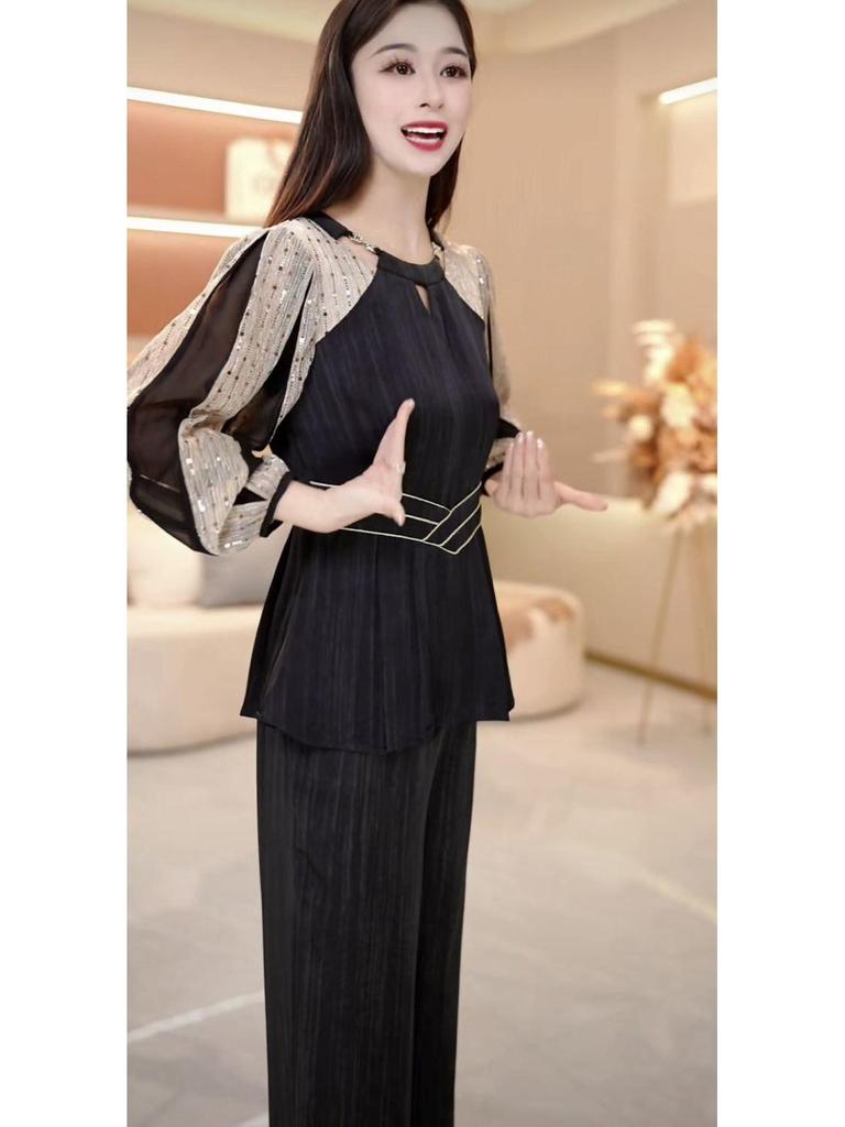 Elegant High-End Two-Piece Set: Slimming Top & Pants for Women, 2025 Spring Collection