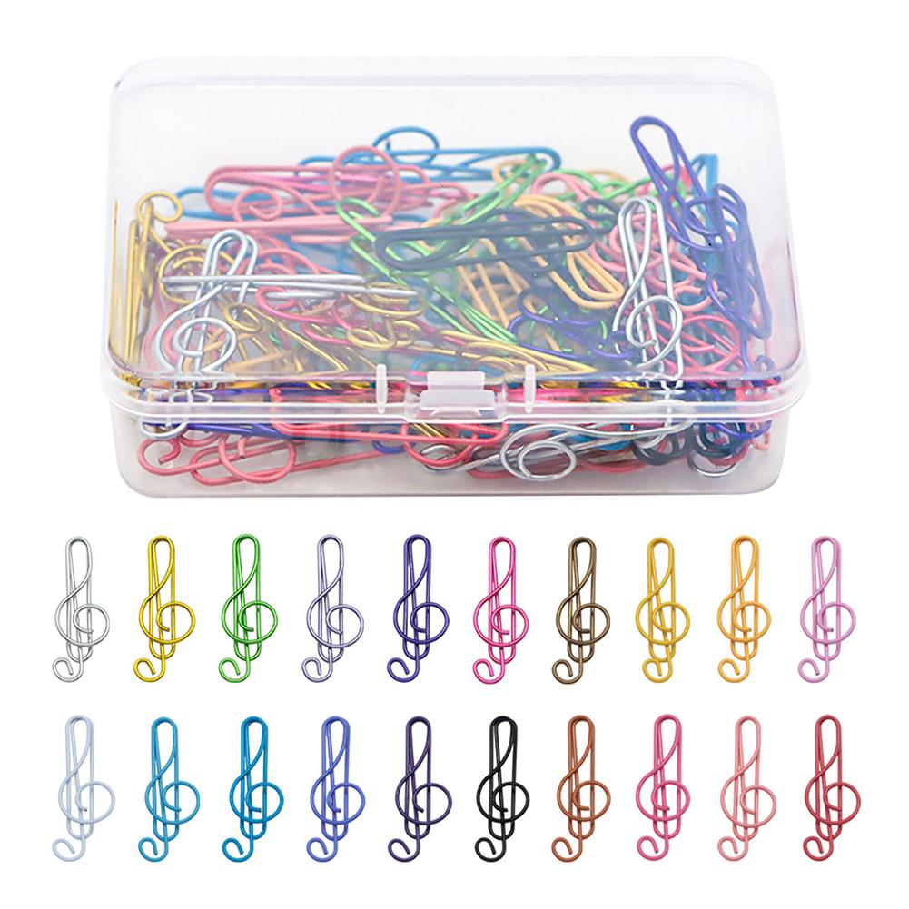 10/20/50Pcs Metal Cartoon Paper Clips Musical Note Colorful Bookmark Irregular Paper Pins Clamp School Office Supplies
