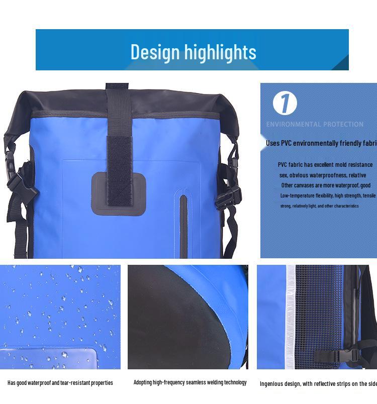 Multifunctional Waterproof Backpack for Outdoor Swimming, Rafting, and Hiking - Dry and Wet Separation Design.