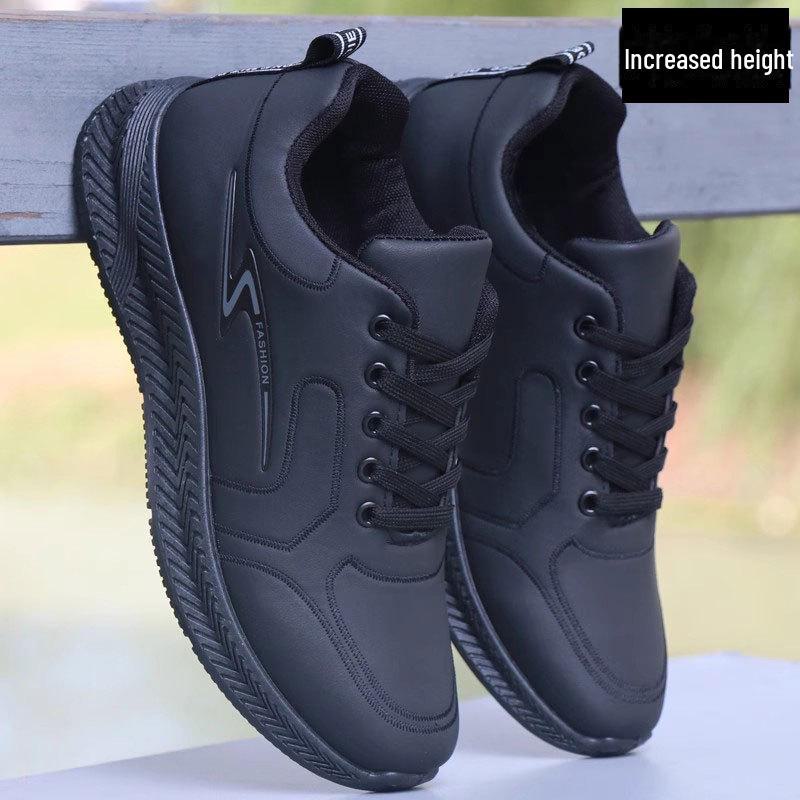 

Мужские черные водонепроницаемые кожаные повседневные спортивные кроссовки — осень/зима, нескользящие, износостойкие, идеально подходят для бега и работы. 42