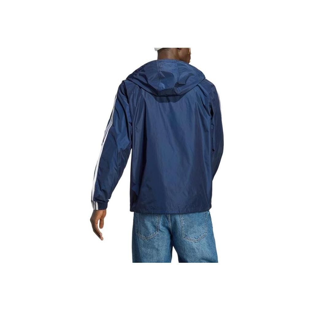 adidas Originals Trefoil Logo Embroidered Hooded Drawstring Zip Jacket Men Jackets Blue IB9961
