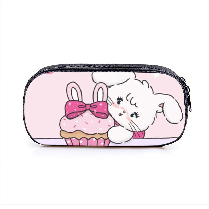 Mikko Pencil Bag Anime Pencil Cases Canvas Kawaii Stationery Box Children's Office Student School Supplies Stationary