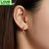 Authentic 925 Sterling Silver Double Ring Ear Buckles Round Circle Earrings For Women Silver Jewelry Sce1199