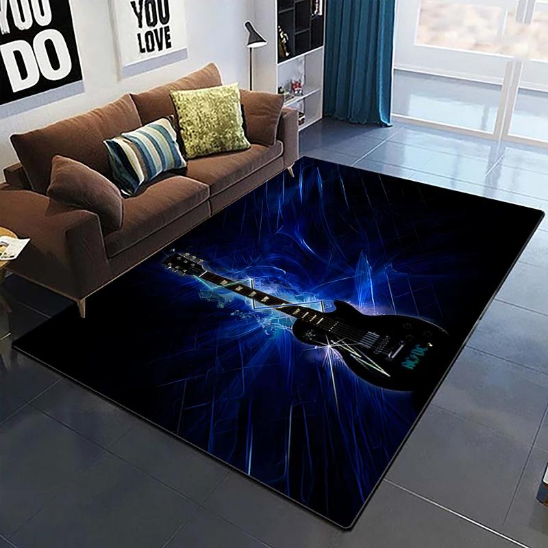 Colorful Music Guitar Melody 3D Printed Carpets for Living Room Non-Slip Area Rug Bedroom Bedside Home Decor Washable Floor Mat