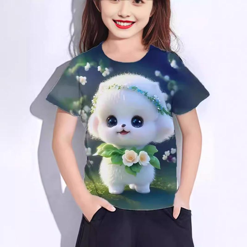 Animal Series 3D Printed Children's T-shirt Pullover Round Neck Short Sleeved Casual T-shirt