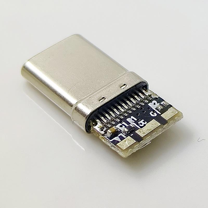 USB Type-C 3.0 Male Connector with 9 Solder Pads, 56K Resistor, CC Fast Charging Pins, for Hard Drive Enclosure