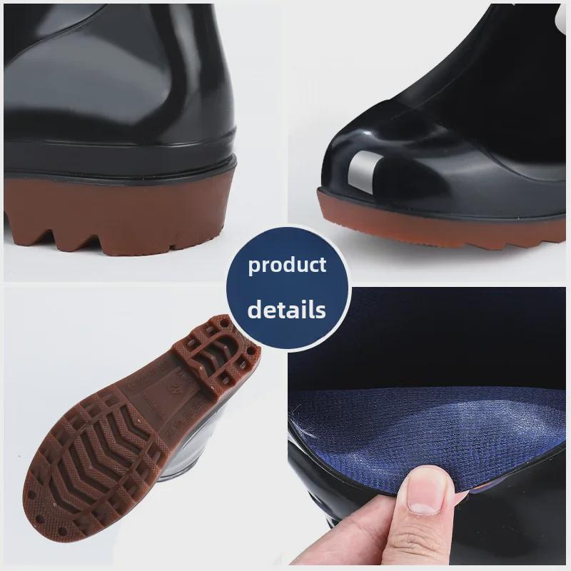 Men's PVC Winter Velvet-Lined Waterproof Work Boots, Mid-High Tube for Warmth and Protection