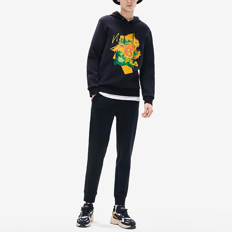 FILA X Van Gogh Museum Collaboration Van Gogh Series Printed Sports Casual Knit Hoodie Men hoodies Black F11M218211F-BK